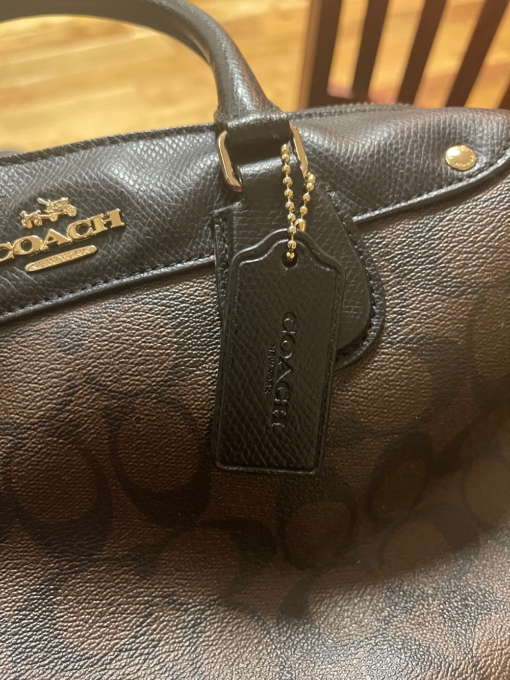 Coach Brown Signature Satchel with Black Trim and Gold Hardware - Picture 11 of 11